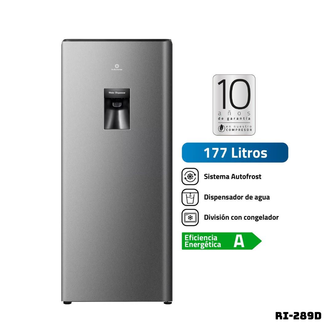 REFRIGERADORA INDURAMA 177 L CON DISP DE AGUA PLATEADO - RI-289D