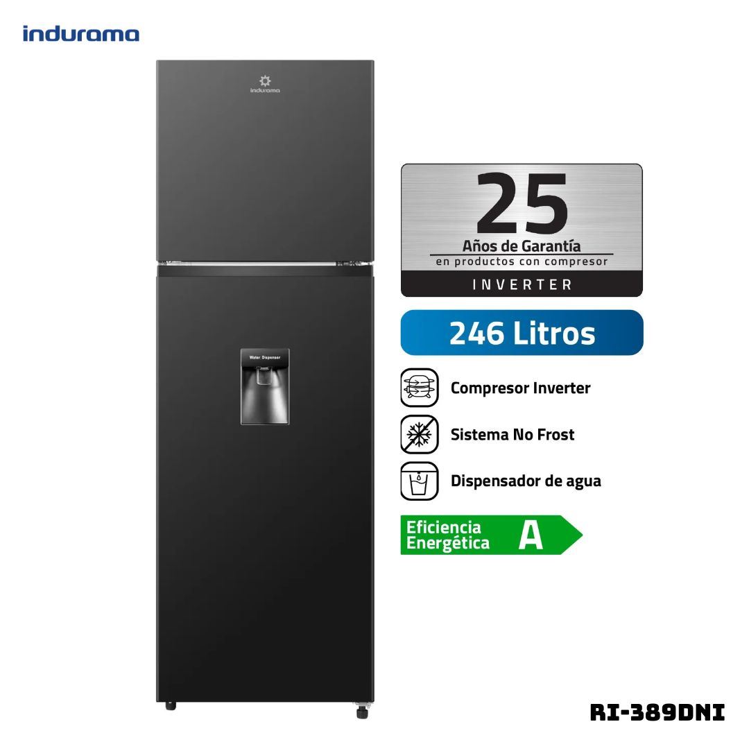 REFRIGERADORA INDURAMA 246 L TOP FREEZER NEGRO - RI-389DNI