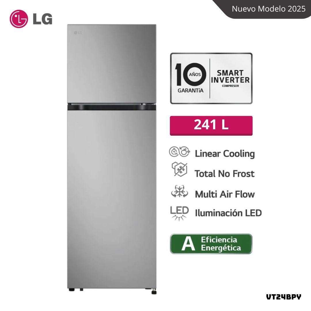 REFRIGERADORA LG 241 L TOP FREEZER PLATEADO - VT24BPY