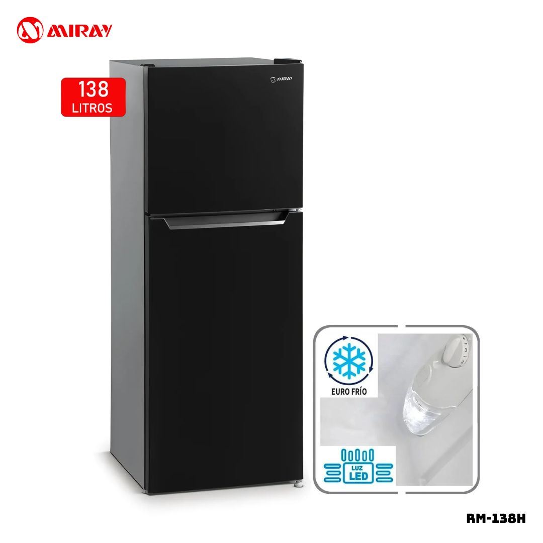 REFRIGERADORA MIRAY EUROFRIO 135 L TOP FREEZER NEGRO - RM-138HD