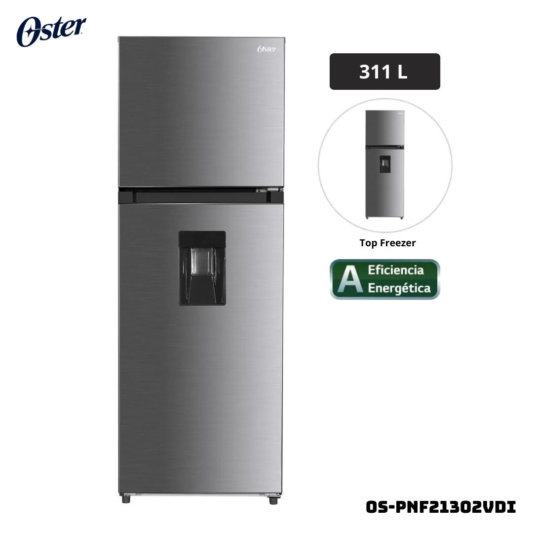 REFRIGERADORA OSTER 331 L CON DISP DE AGUA GRIS INOX - OS-PNF21302VDI