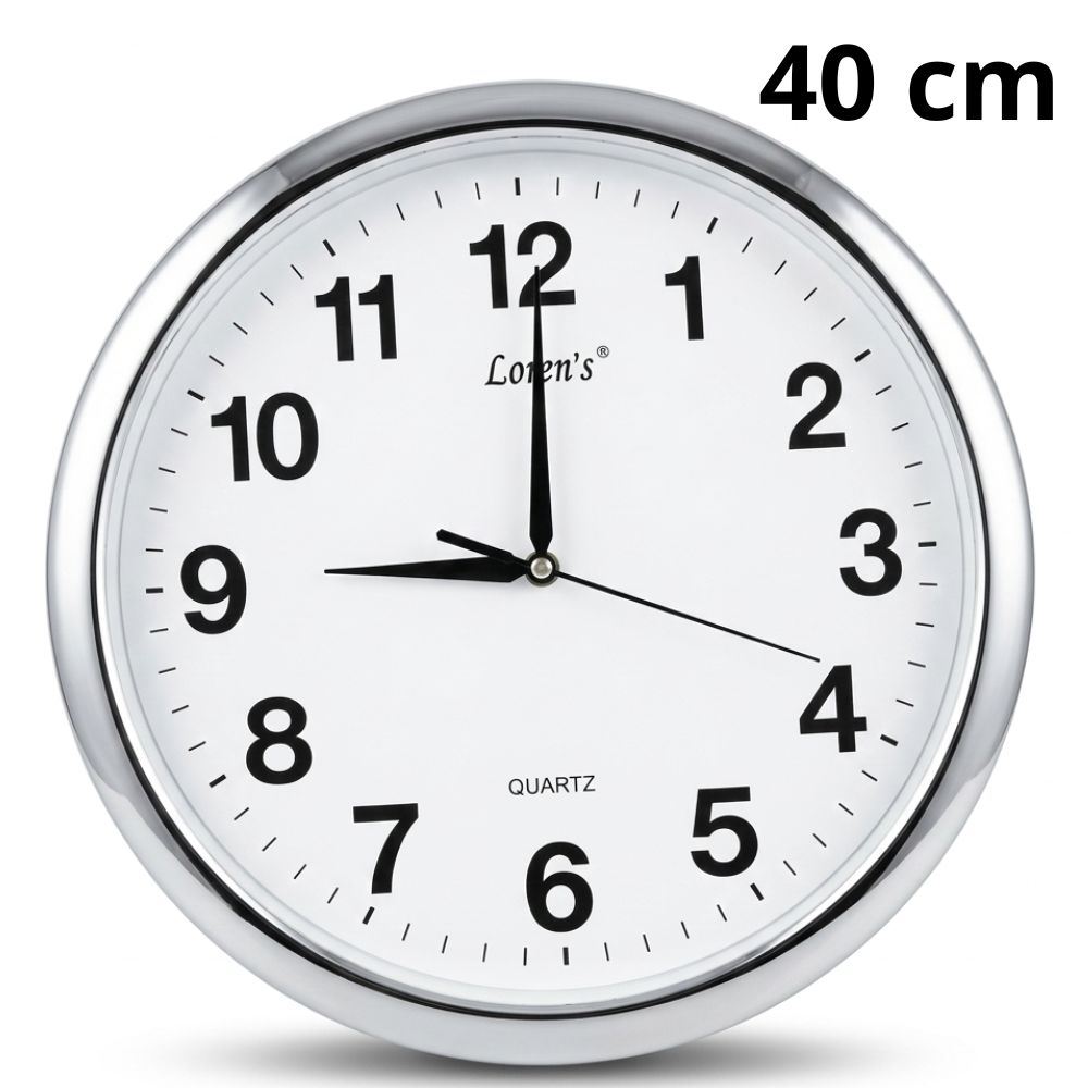 Reloj de pared redondo plateado analogico 40cm Diametro