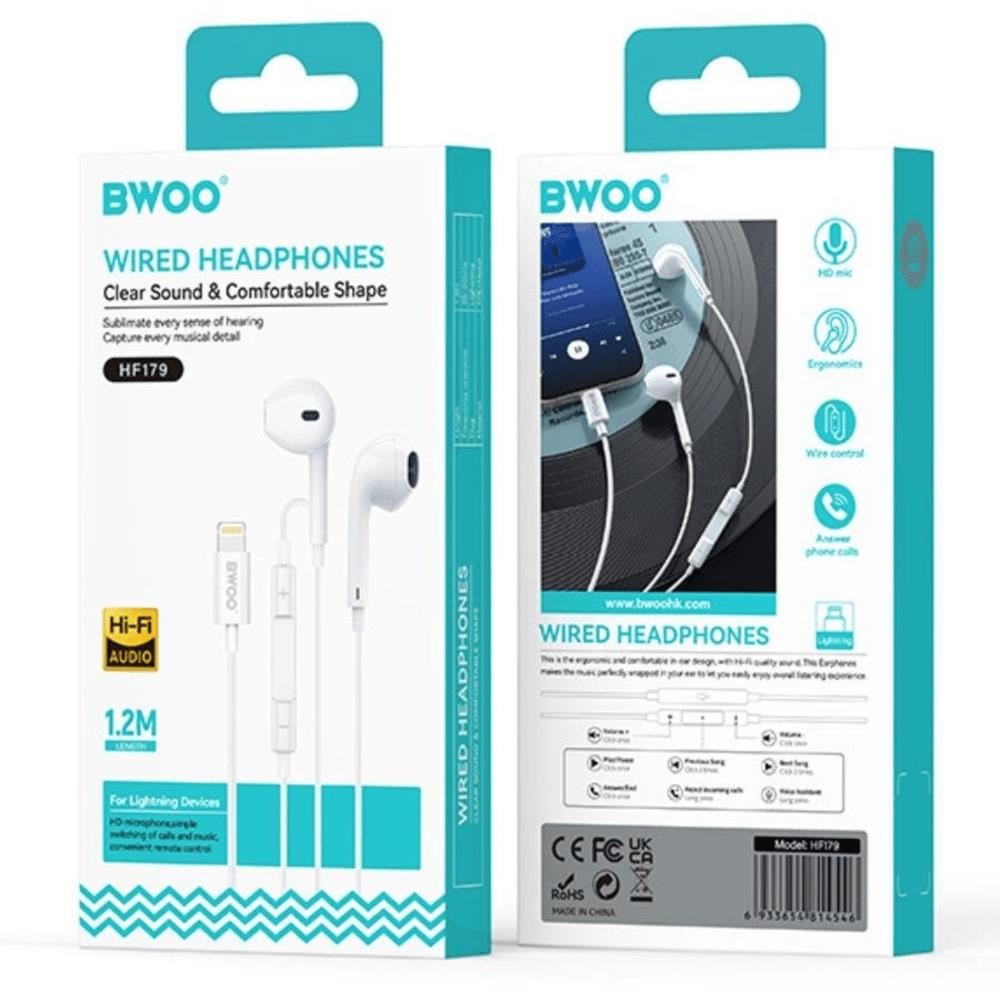 AUDIFONOS CON CABLE 120CM TIPO LIGHTNING IOS HF179 BWOO