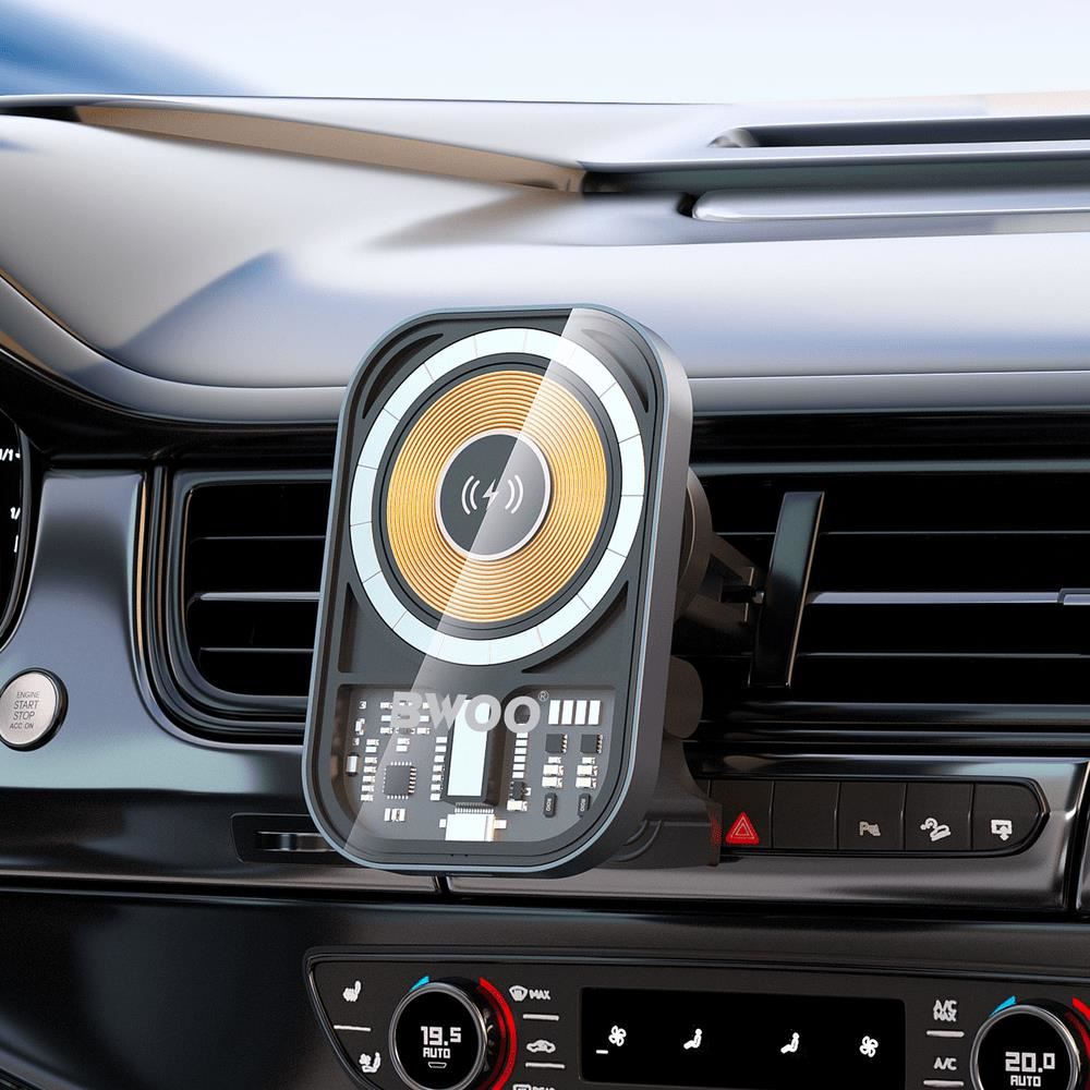 CARGADOR INALAMBRICO MAGNETICO TRANSPARENTE PARA AUTO15W BO-ZJ129 BWOO