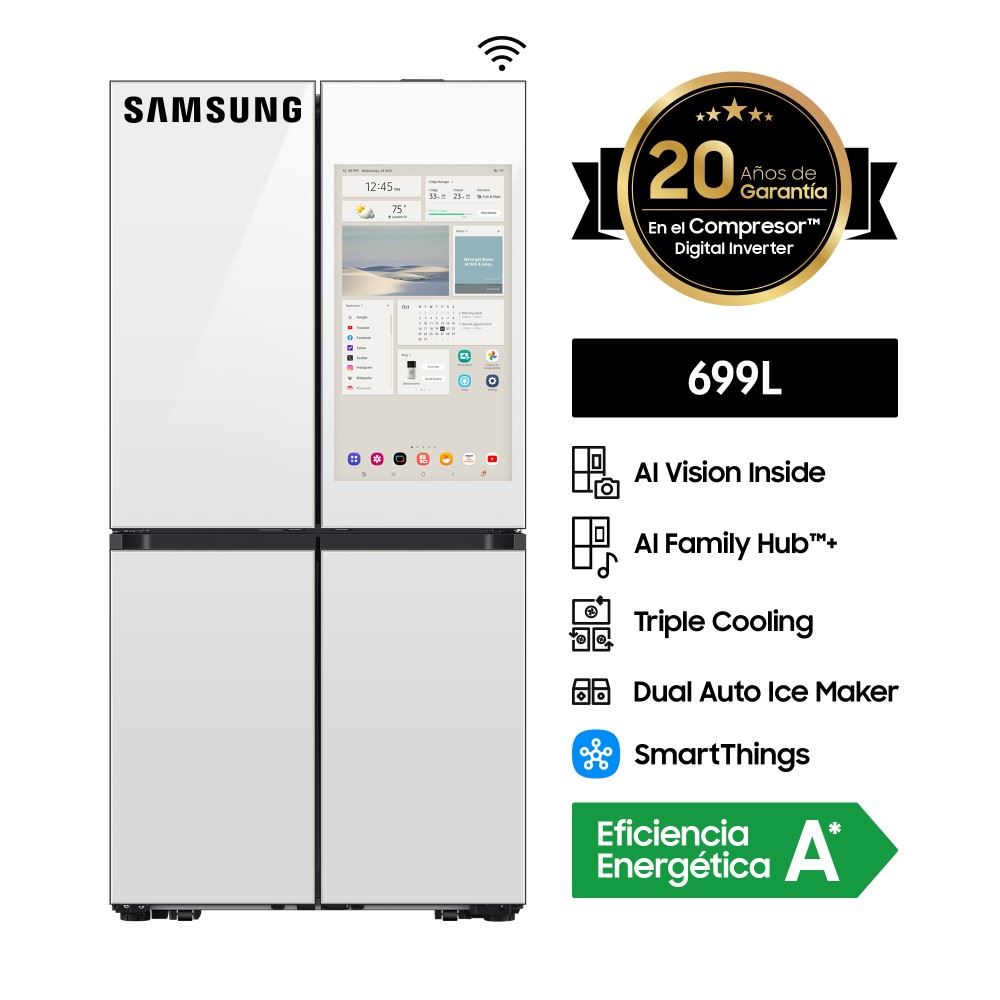 Refrigeradora Samsung Family Hub AI 699Lt Blanca RF29DB995012/PE