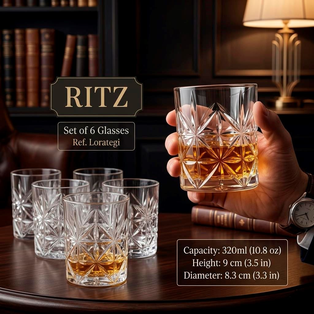 Vaso Whiskero Ritz Claridad Estelar en Vidrio Premium
