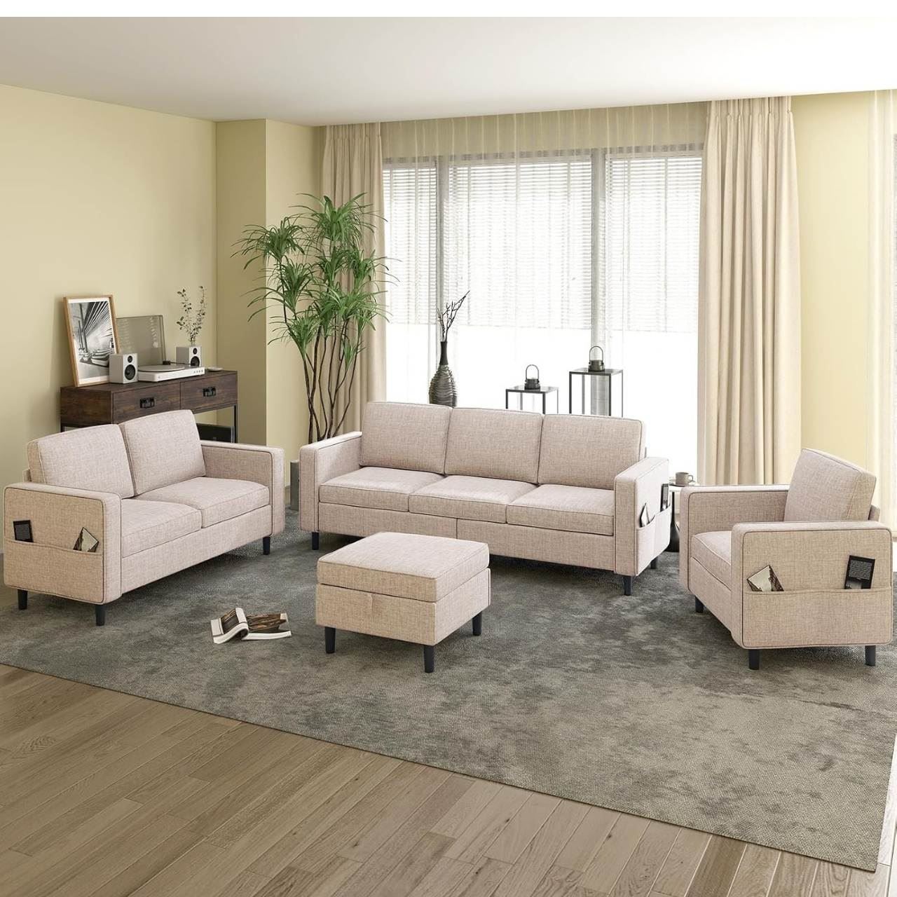 SOFA 3-2-1 MODELO RIVANA COLOR BEIGH +BAUL