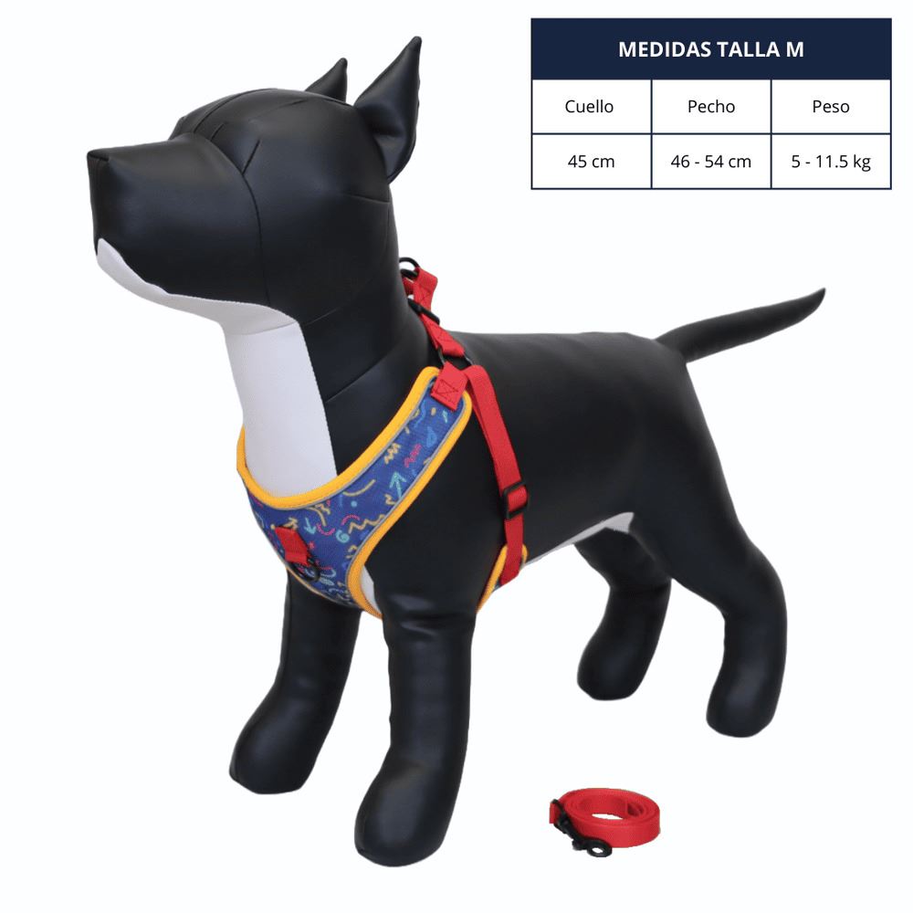 PECHERA PARA PERRO CON ESTAMPADOS DE RAYAS COLOR AZUL ROJO TALLA M