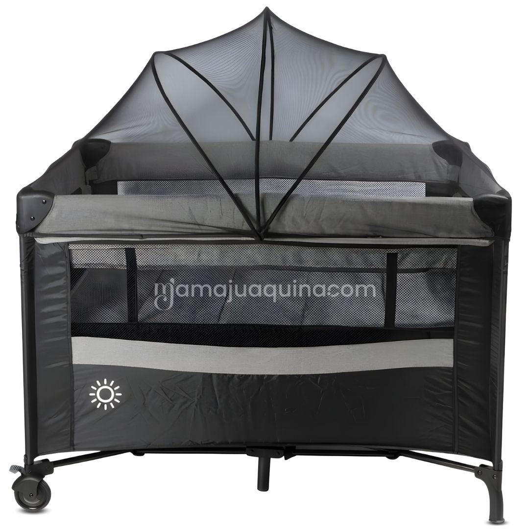 Cuna Corral de Lujo «ROMI» Light Gray con Colchón