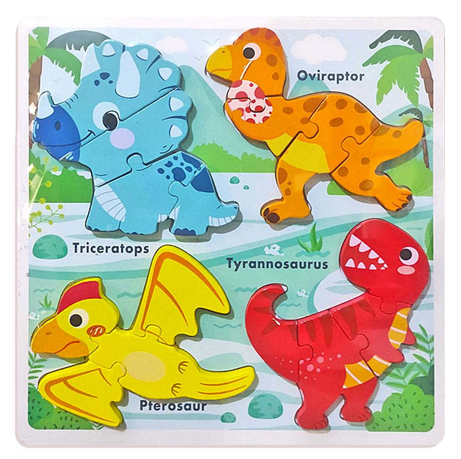 Rompecabeza 3D Dinosaurios hecho en Maderita 30x30cm