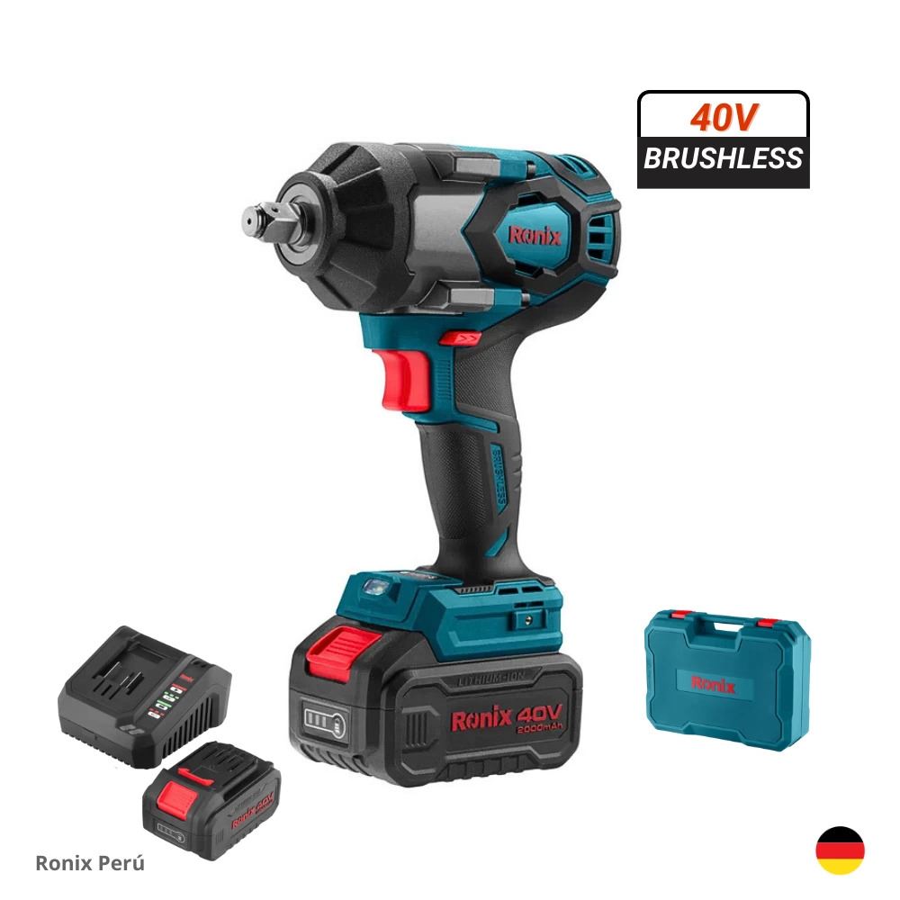 Llave de Impacto 1/2″ 40V 2Ah Brushless Inalámbrico RONIX 8907-40V Industrial