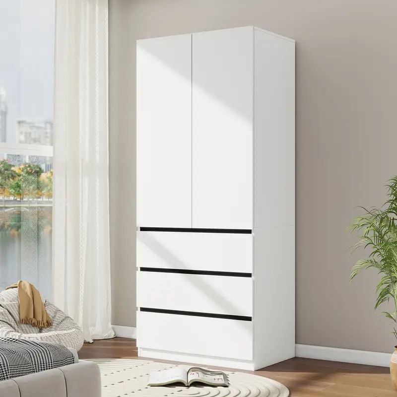 Ropero de Melamina Moderno Blanco 80cm