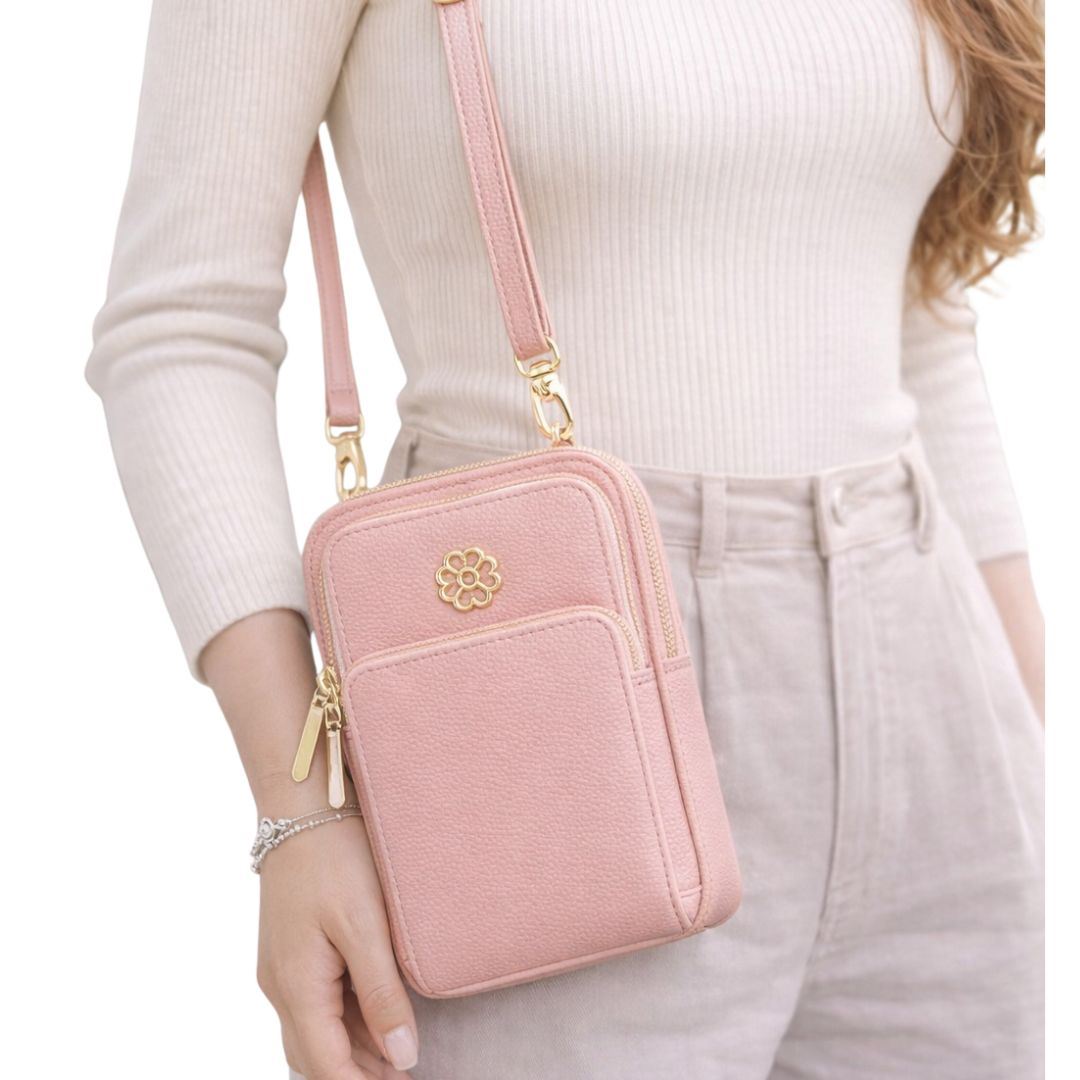 CARTERA PORTACELULAR PARA MUJER MORRAL DE CUERO PU