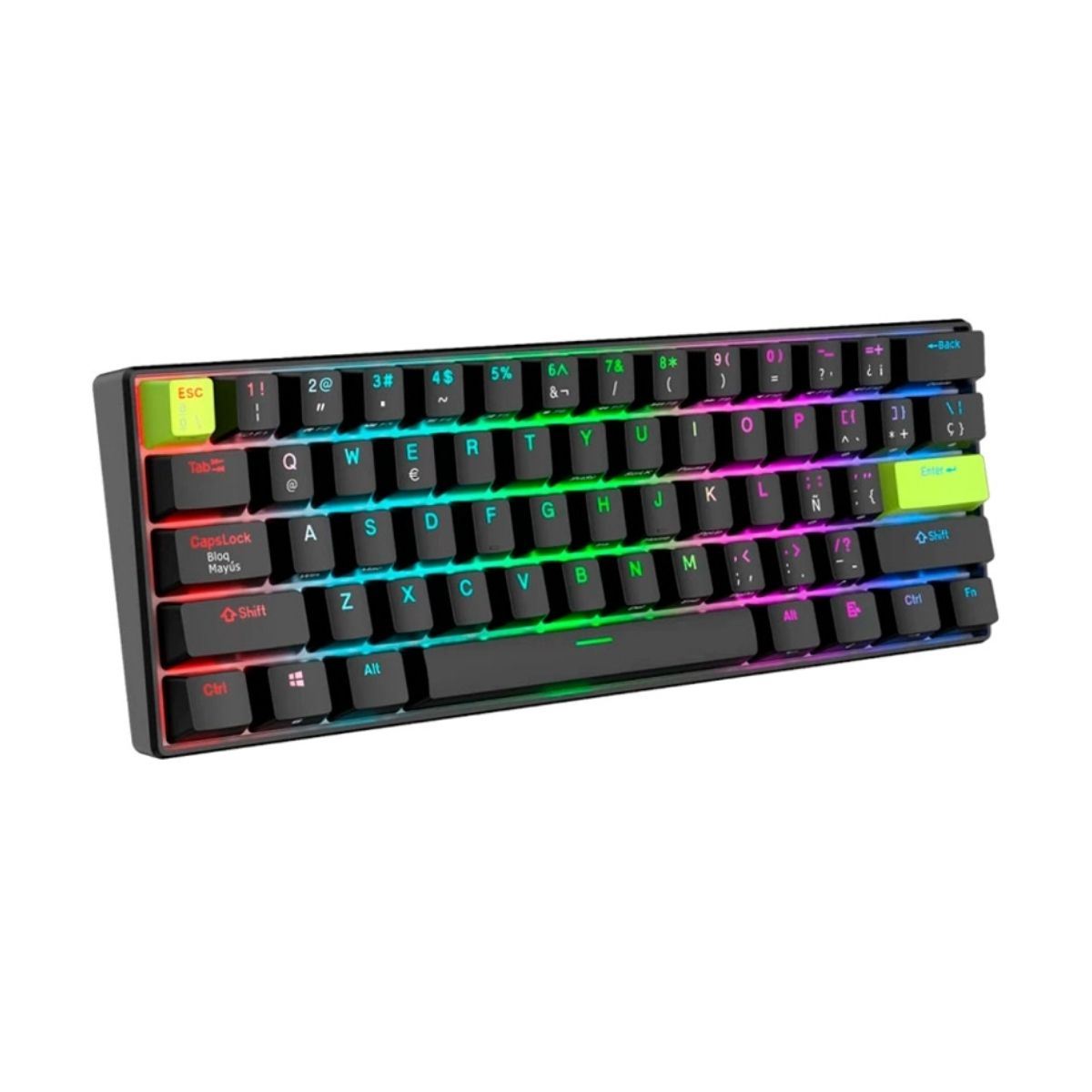 Royal Kludge - Teclado C61 Wired 60% Black Green Switch Mint