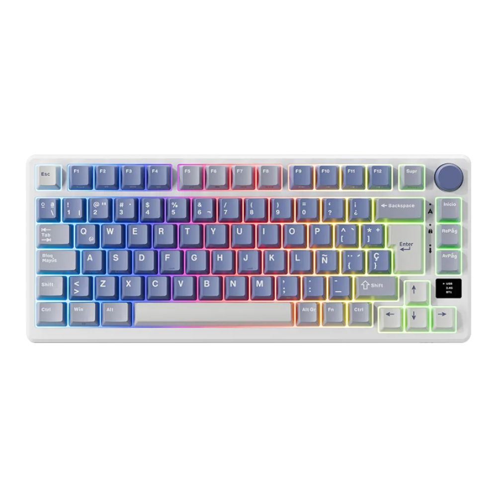 Royal Kludge - Teclado M75 Wireless 75% Ocean Blue Switch K Silver