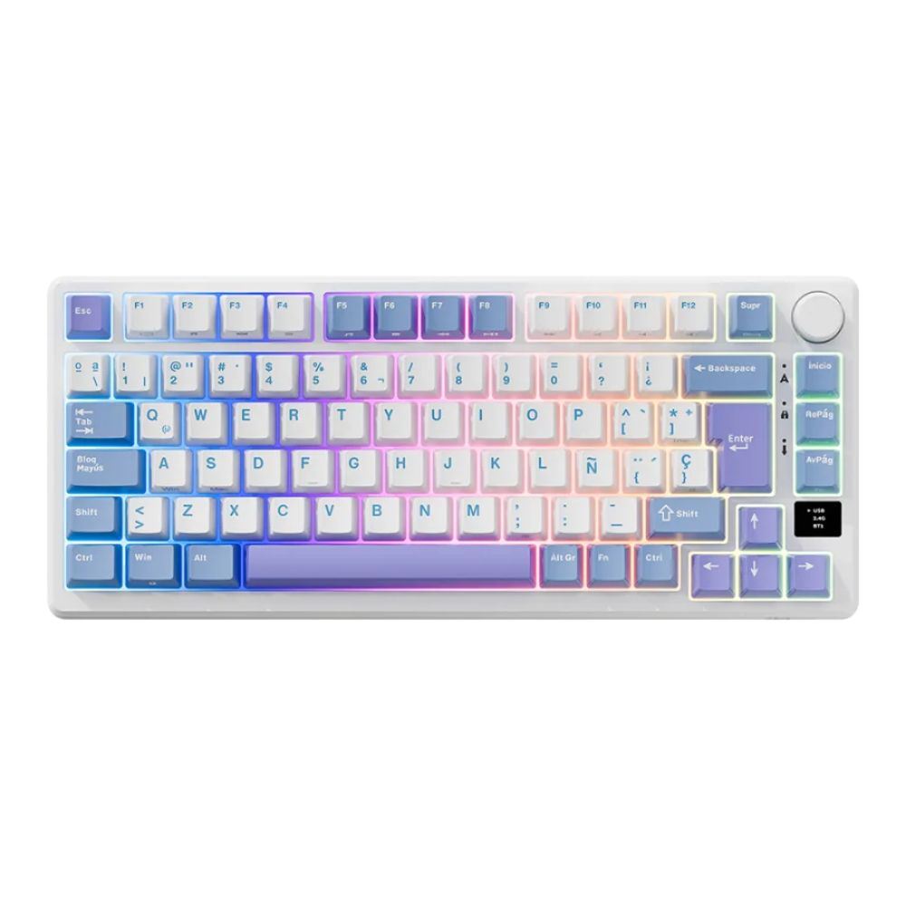 Royal Kludge - Teclado M75 Wireless 75% Taro Milk Switch K Silver
