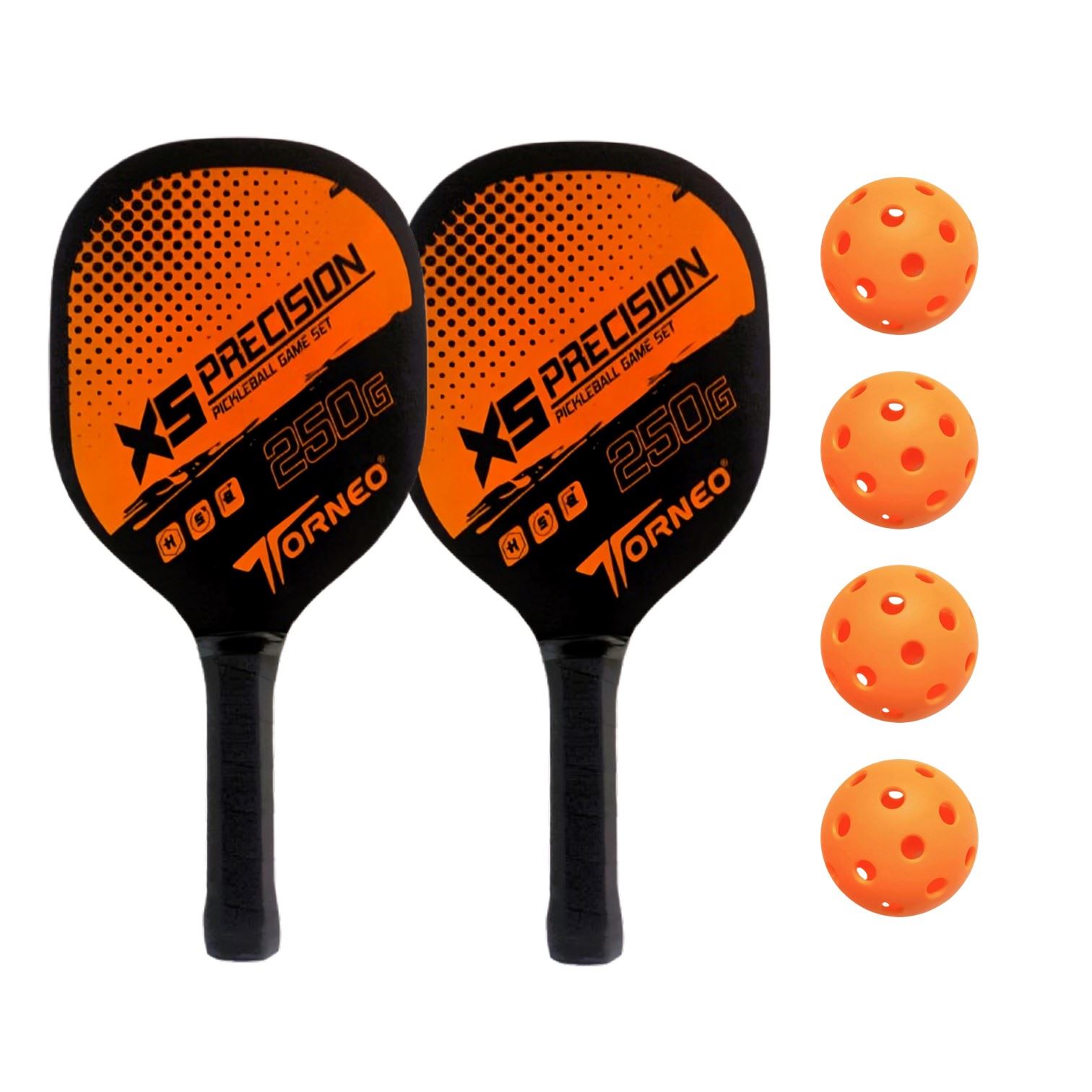 SET DE RAQUETAS PICKEBALL PARA ENTRENAMIENTO MADERA CON 4 PELOTAS TORNEO
