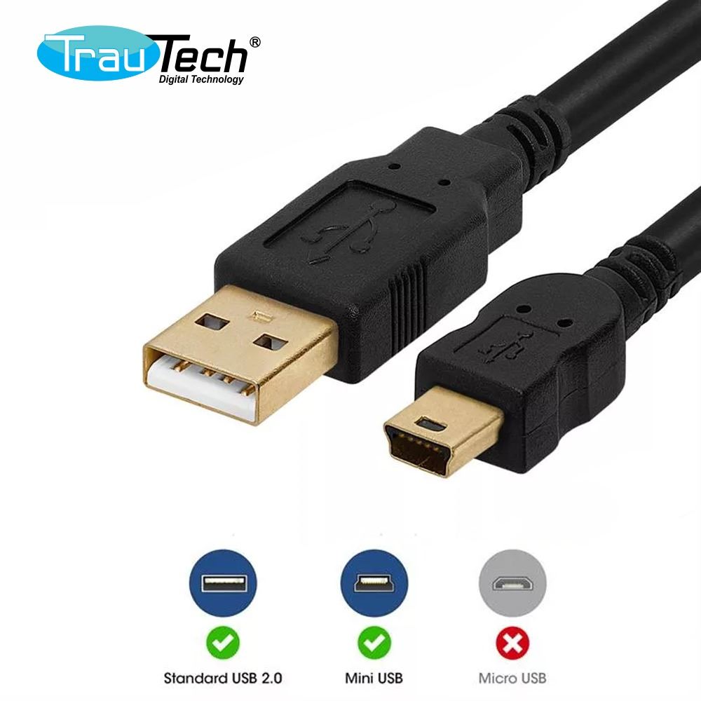 CABLE USB 2.0 A MINI USB 5 PINES DE 1.80 METROS TRAUTECH – Compukaed