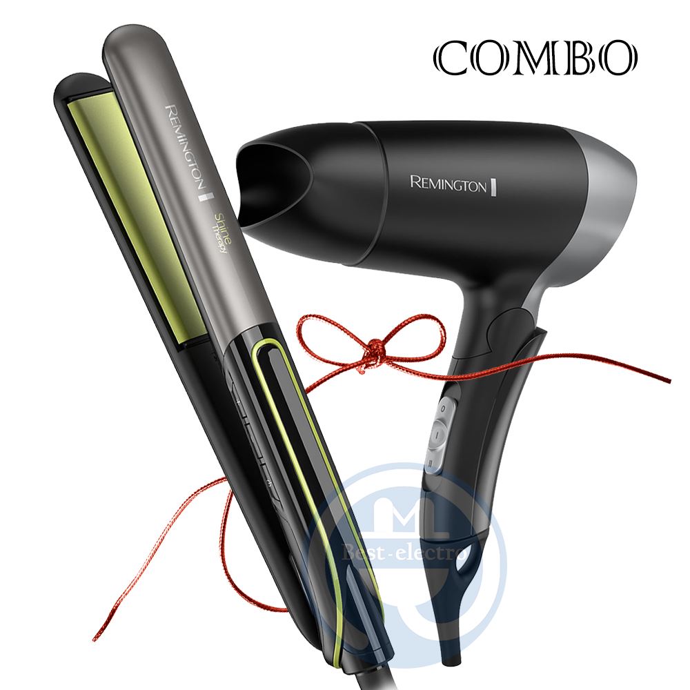 Combo Remington Alisadora Shine Therapy S12A y Secador D2400