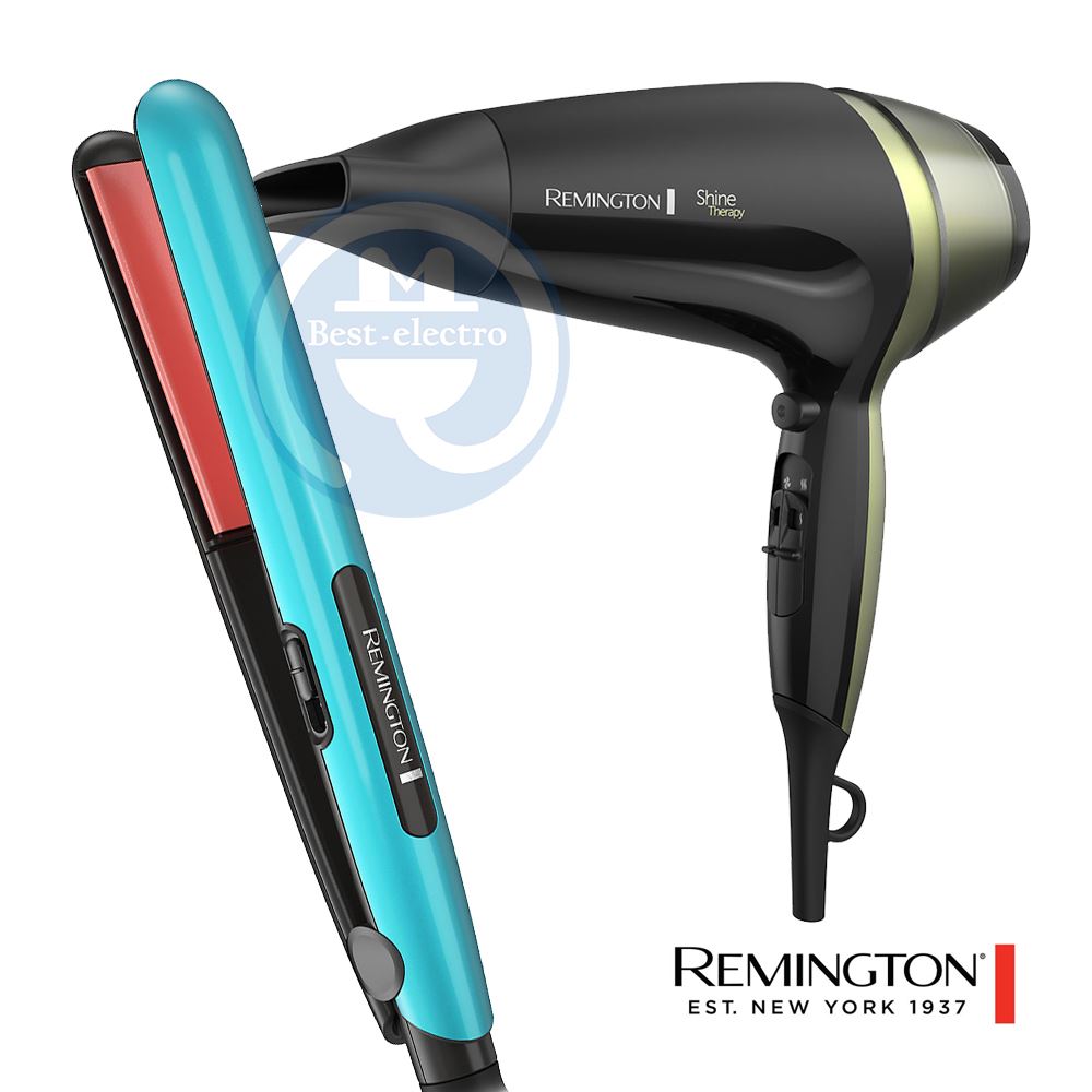 Combo Remington Alisadora Ceramic Colors S1520 y Secador D13A Shine Therapy