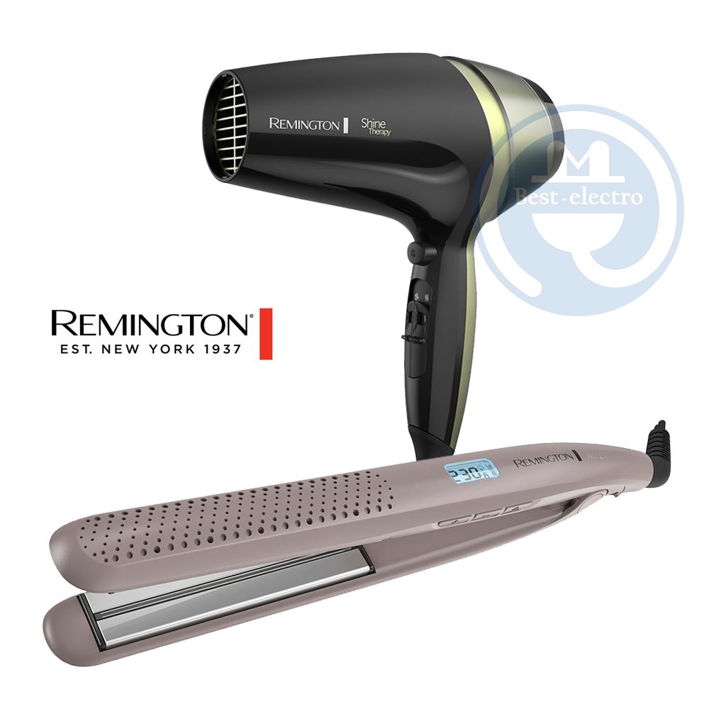 Combo Remington Alisadora Wet2Straight S27A y Secador D13A Shine Therapy