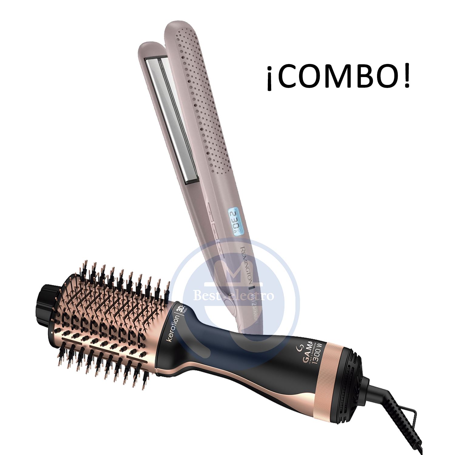 Combo Alisadora Remington S27A y Cepillo Secador Gama