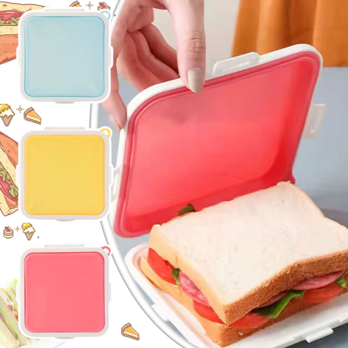 CAJA PARA SANDWICH HERMÉTICA – COLORES SURTIDOS