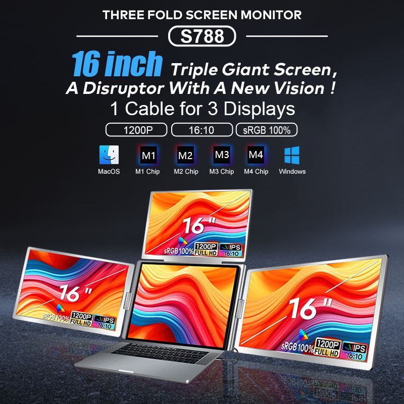 Monitor Cuádruple Pantalla Portátil Para Laptop 16''