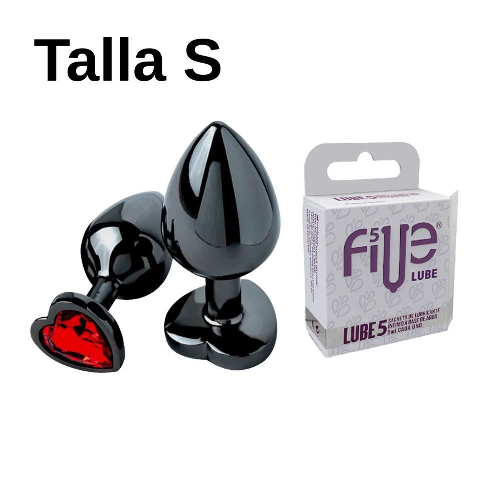 Plug S Dilatador Anal Consolador Rojo + Lubricante Five 05 Sachets