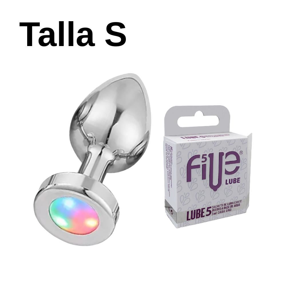 Plug Anal Dilatador S Consolador Con Luces+ Lubricante Five 05 Sachets