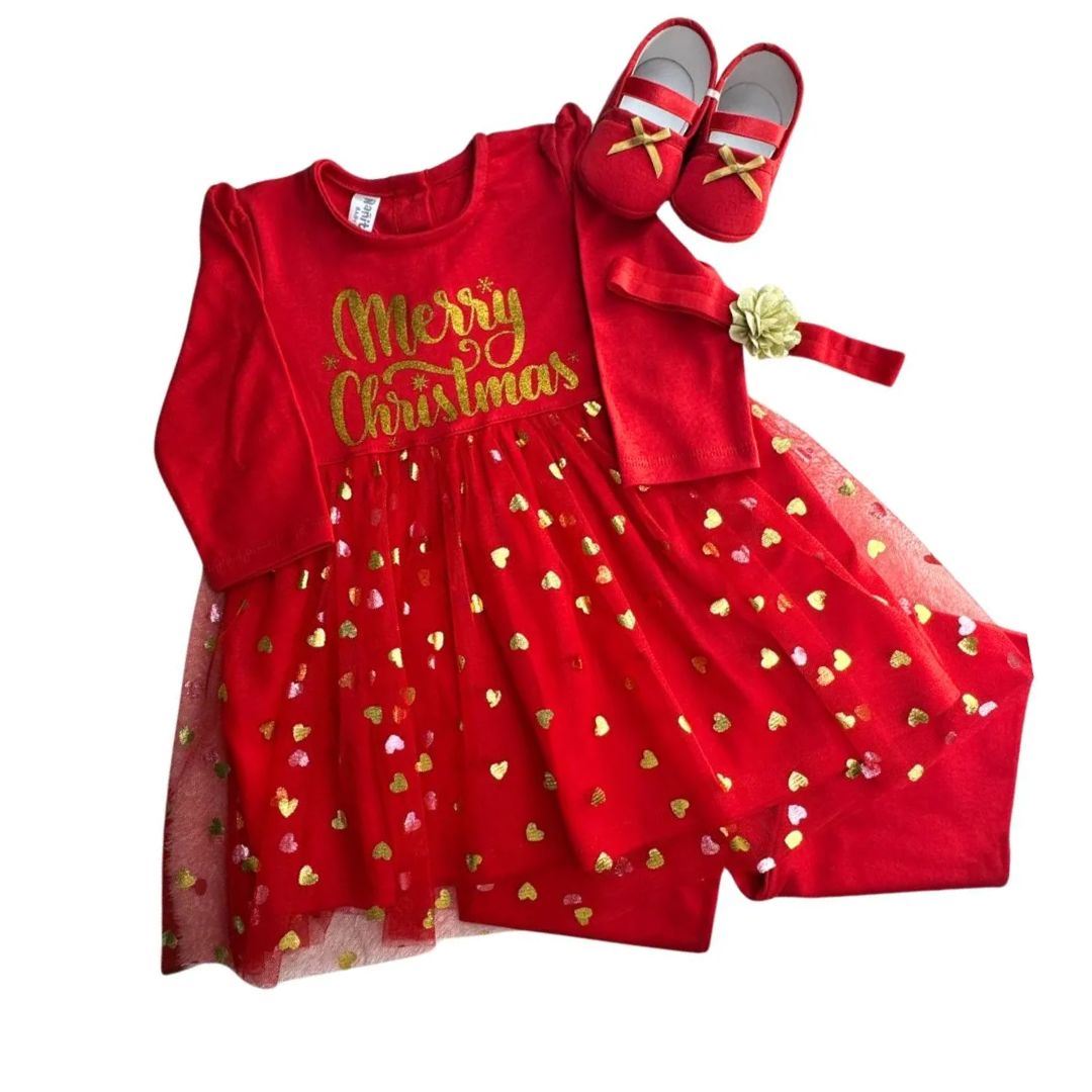 Conjunto Vestido 4 Piezas Para Bebé Niña