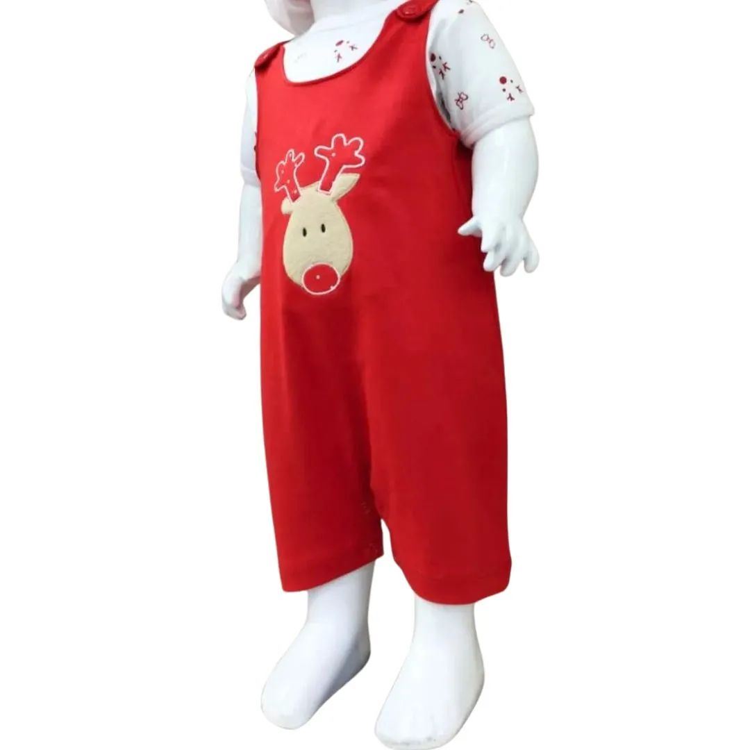 Conjunto Overol De Algodón Rojo Más Polo de bebé