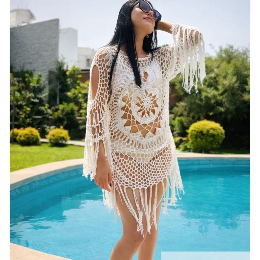 Salida De Playa Tejido Con Acabado Elegante