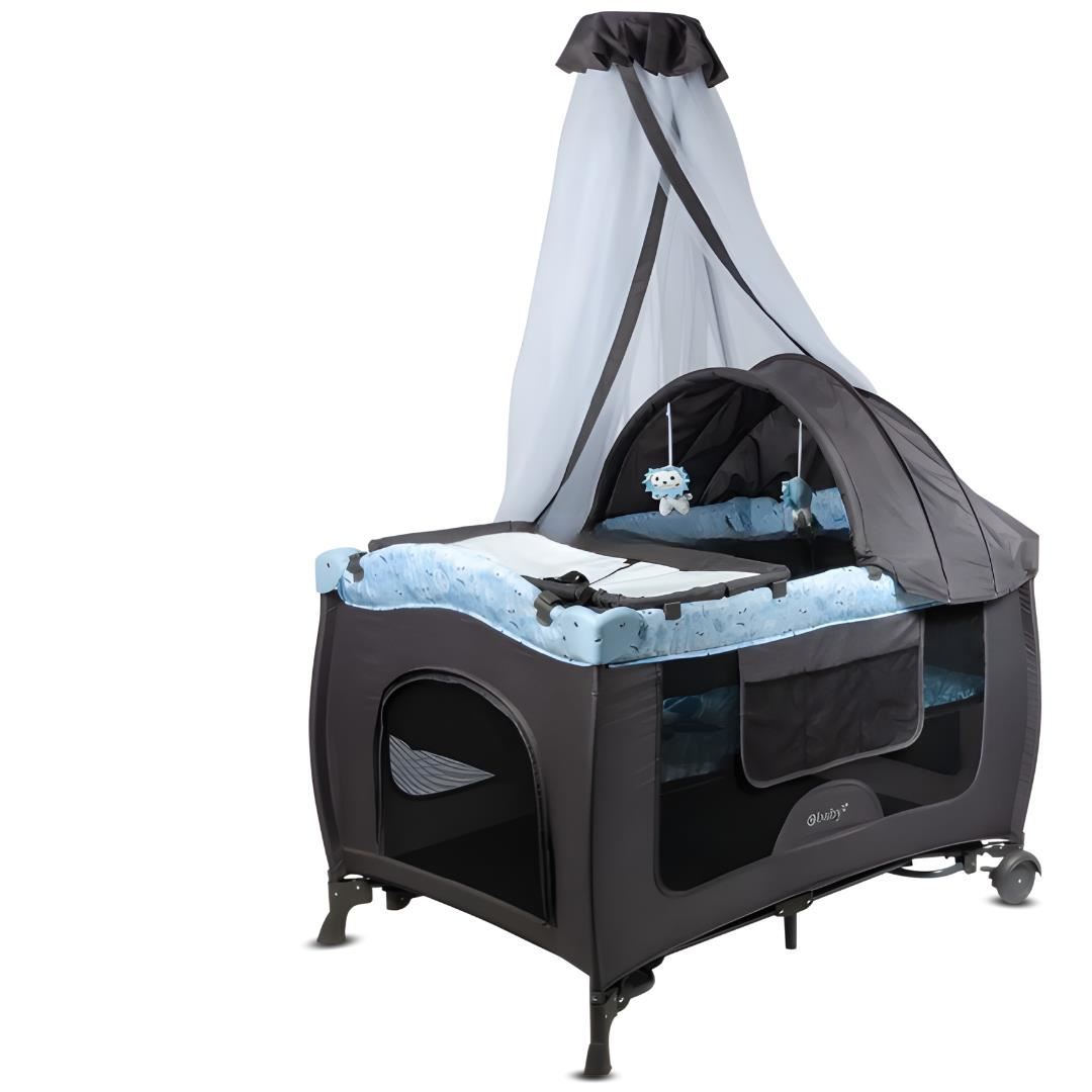 Cuna Corral Mecedora «SALLY CUTE» Sky Blue con Colchón