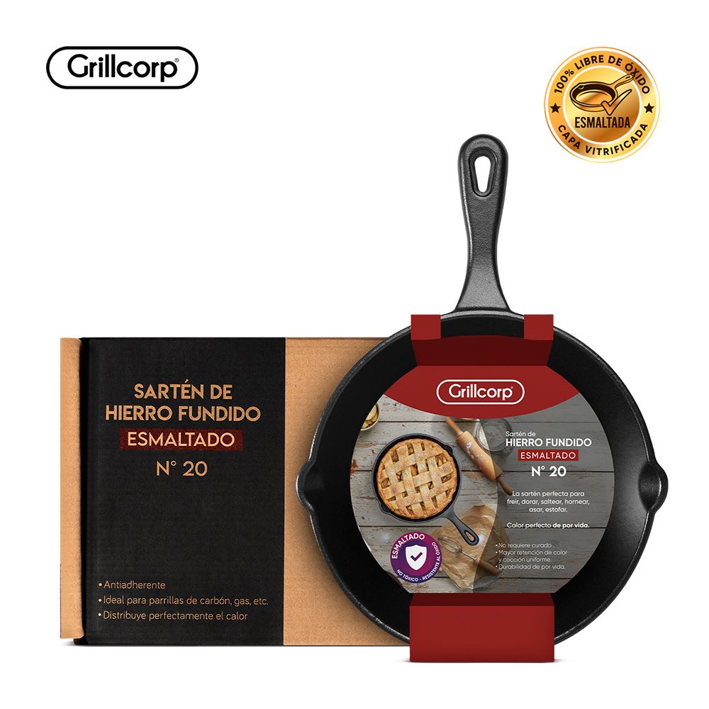 Sartén N° 20 de Hierro Fundido Esmaltado | Grillcorp