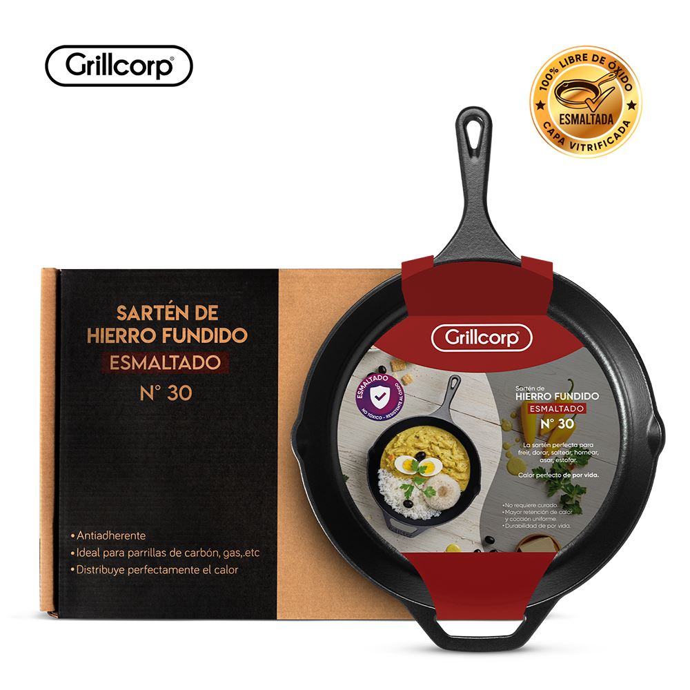 Sartén N° 30 de Hierro Fundido Esmaltado | Grillcorp