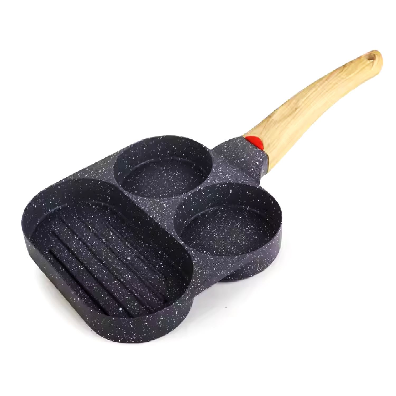 Sartén Antiadherente de 3 Divisiones con Mango Largo Gris