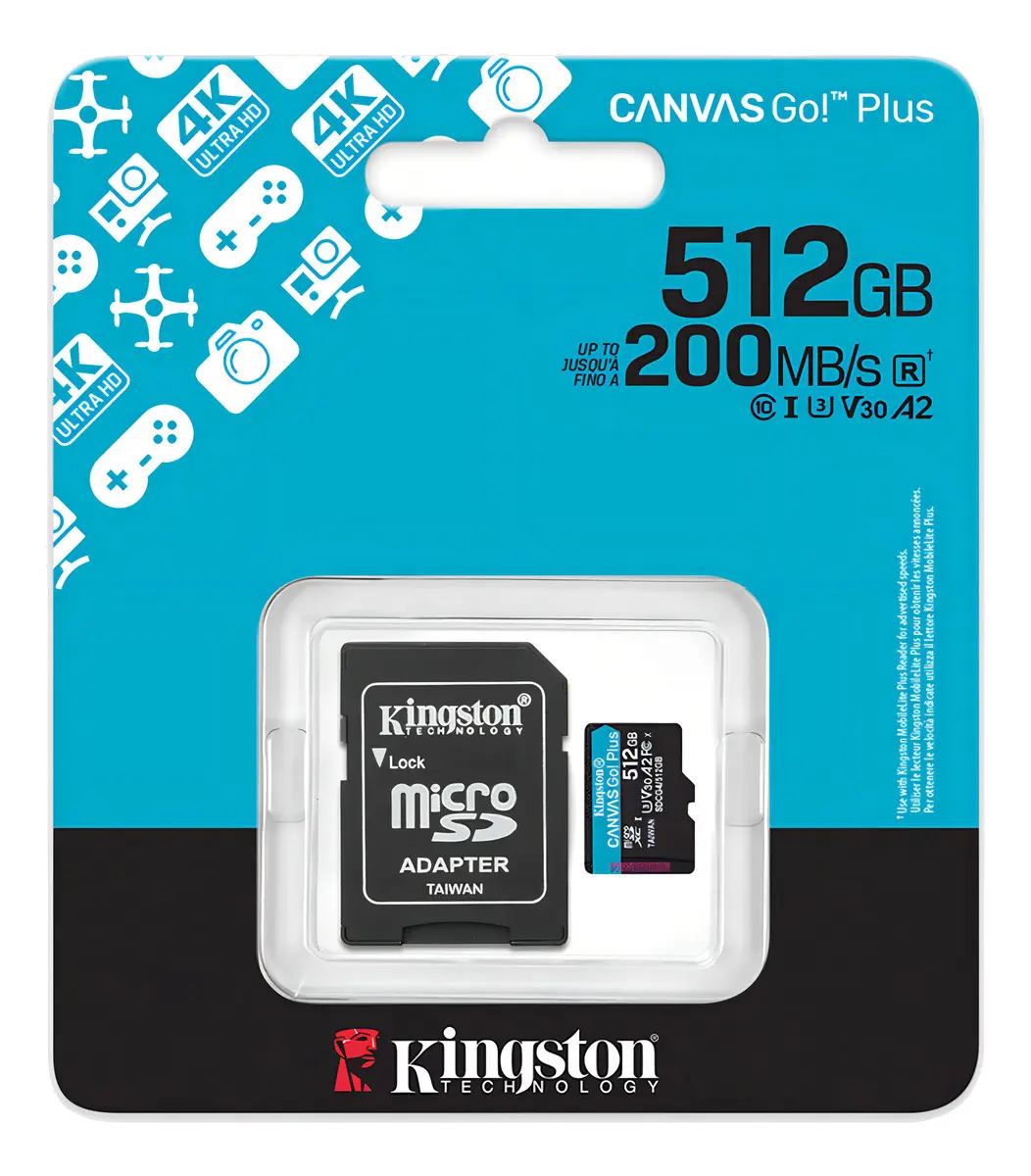 Kingston 512GB Canvas Go Plus Gen 4 U3 MicroSDXC - SDCG4/512GB