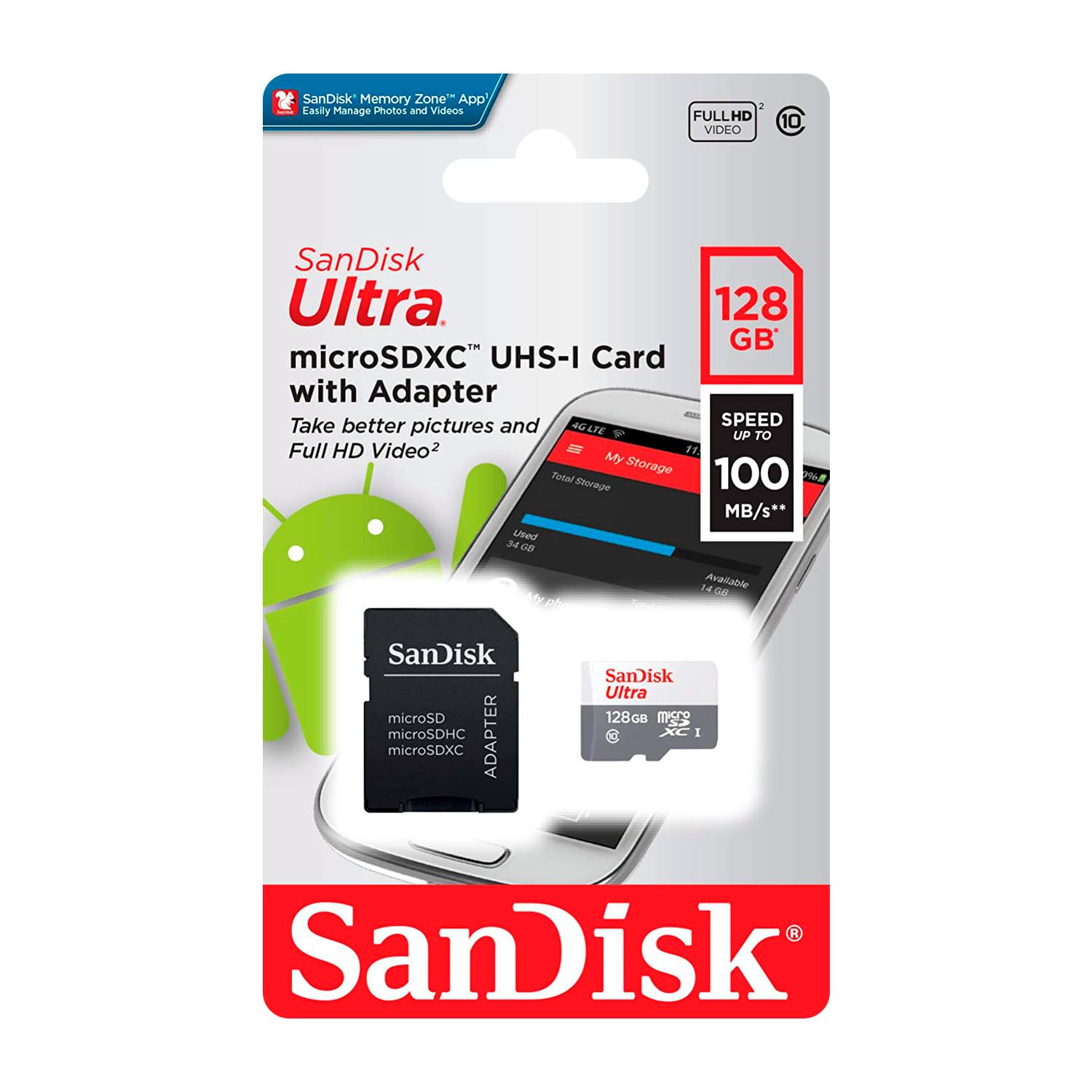 Sandisk Memoria MicroSD Ultra 128GB C-10 C-Adaptador 100mbS
