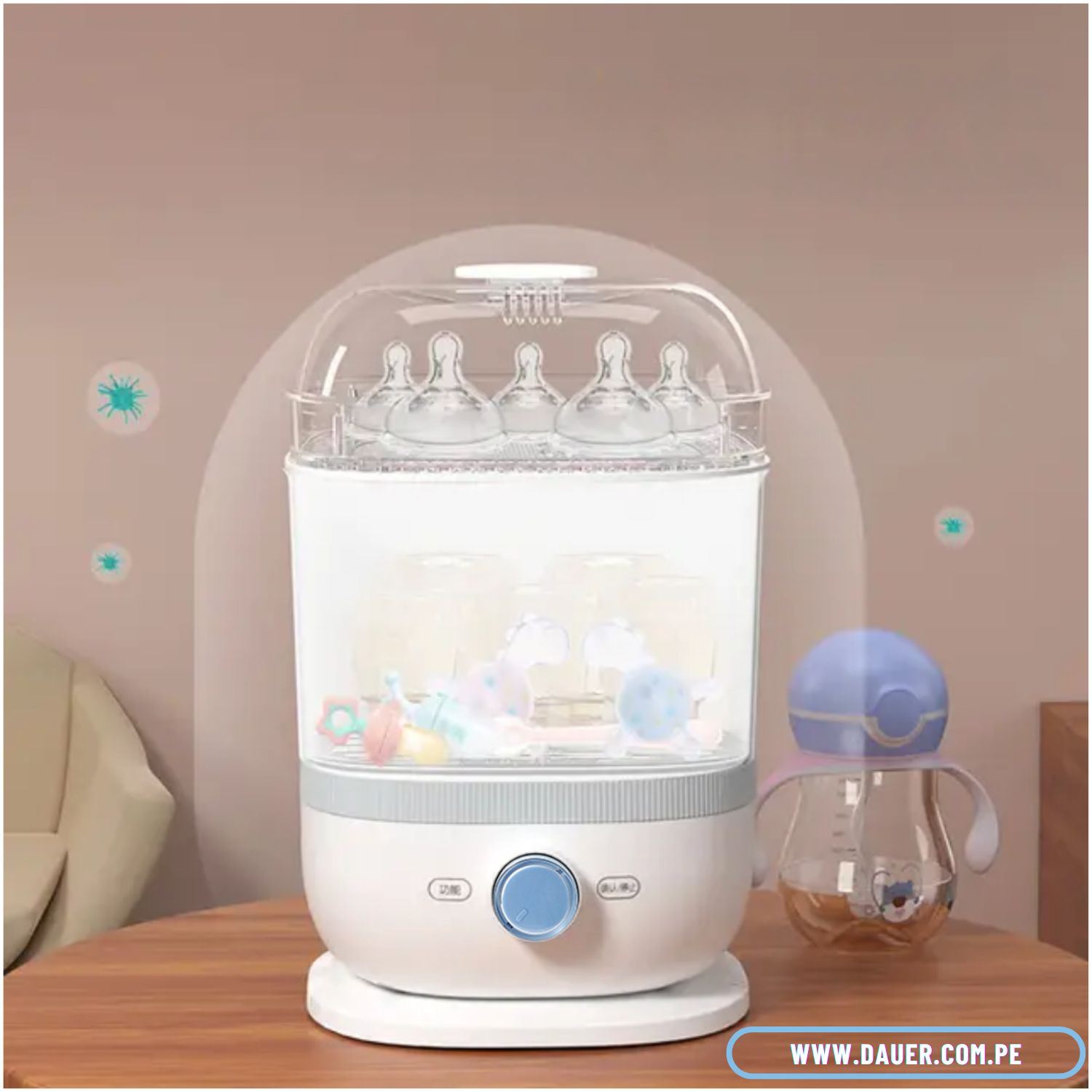 Esterilizador y Secador de Biberones con Vaporizador, Dispositivo 3 en 1 Multifuncional para Bebes