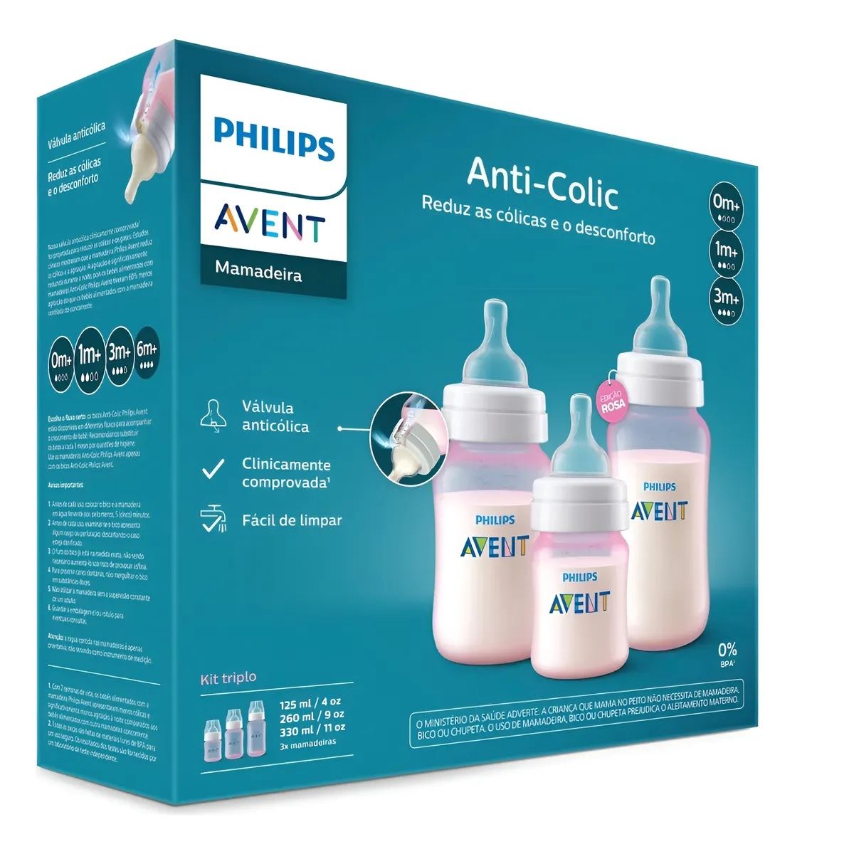 Set De Regalo Avent Anticolico Recien Nacido Rosa De 3 Biberones