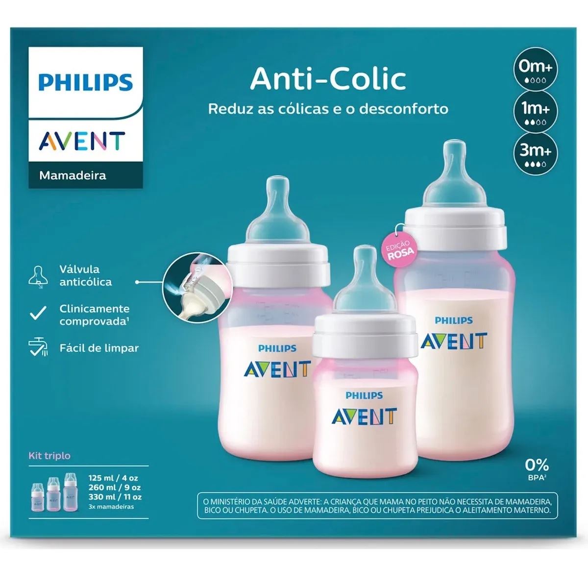 Set De Regalo Avent Anticolico Recien Nacido Rosa De 3 Biberones