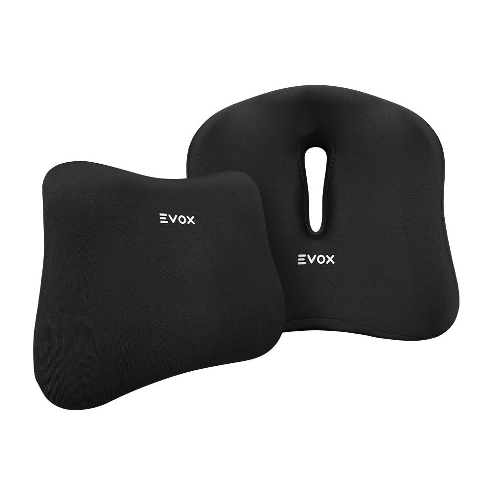 Set de Cojines Ergonómicos Evox WR8-B Negro Lumbar y Coxis