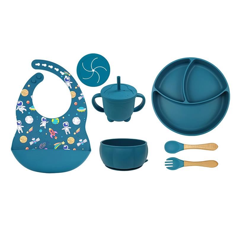 SET DE PLATOS DE SILICONA PARA BEBES SPACE - Azul marino