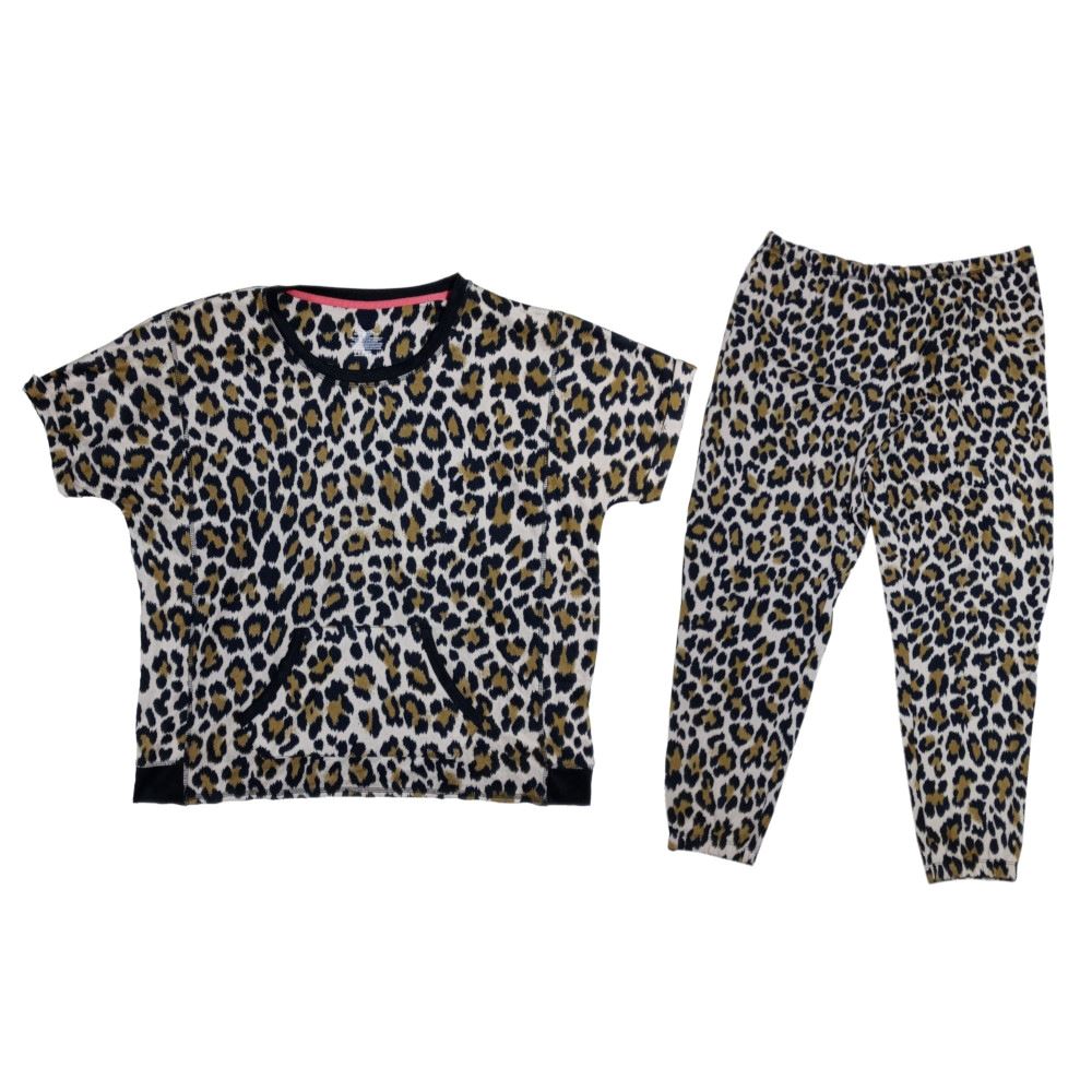 Set de Pijama Polo Pantalon Modelo Leopardo Mujer Talla XL