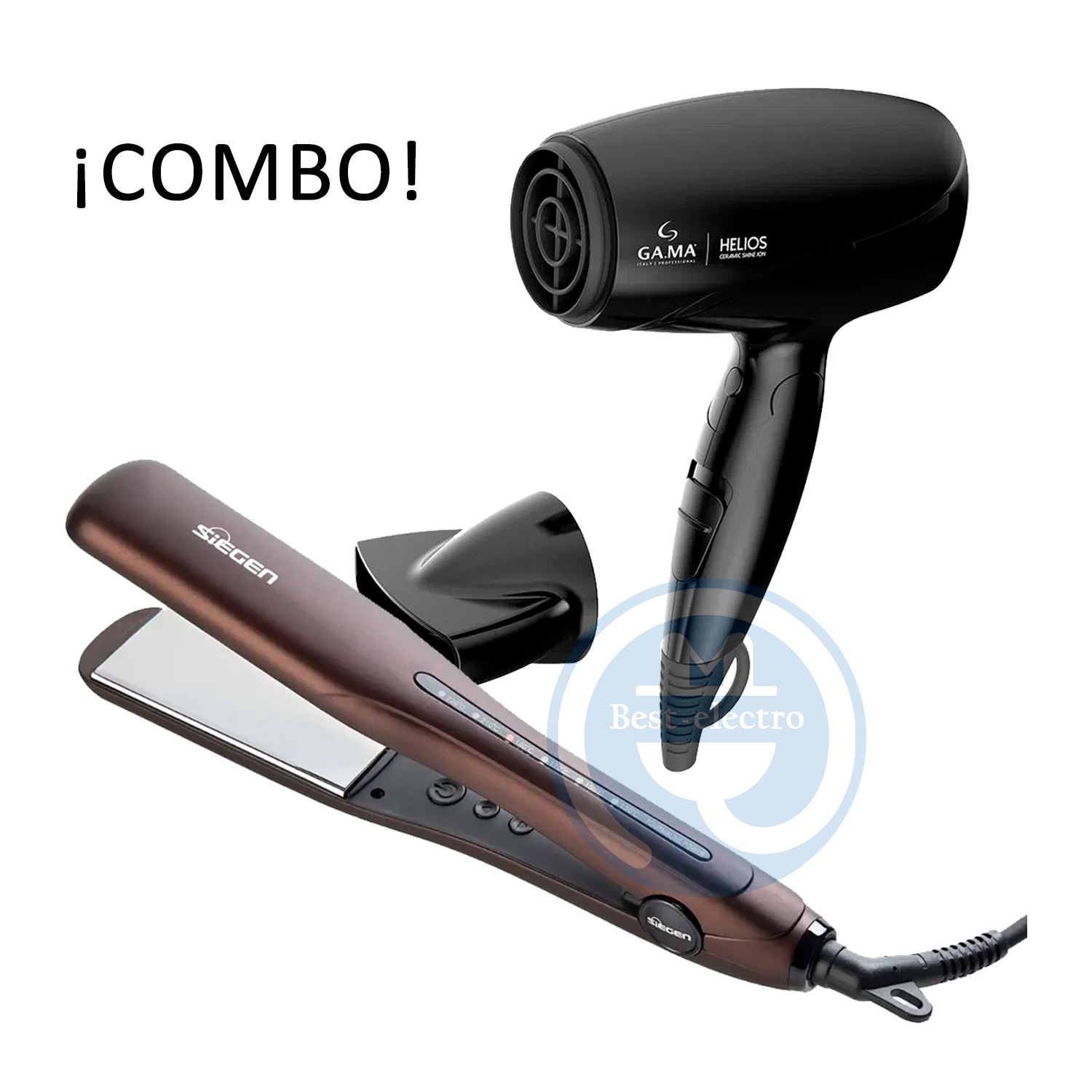Combo Alisadora Siegen SG4751 y Secador Gama Helios.