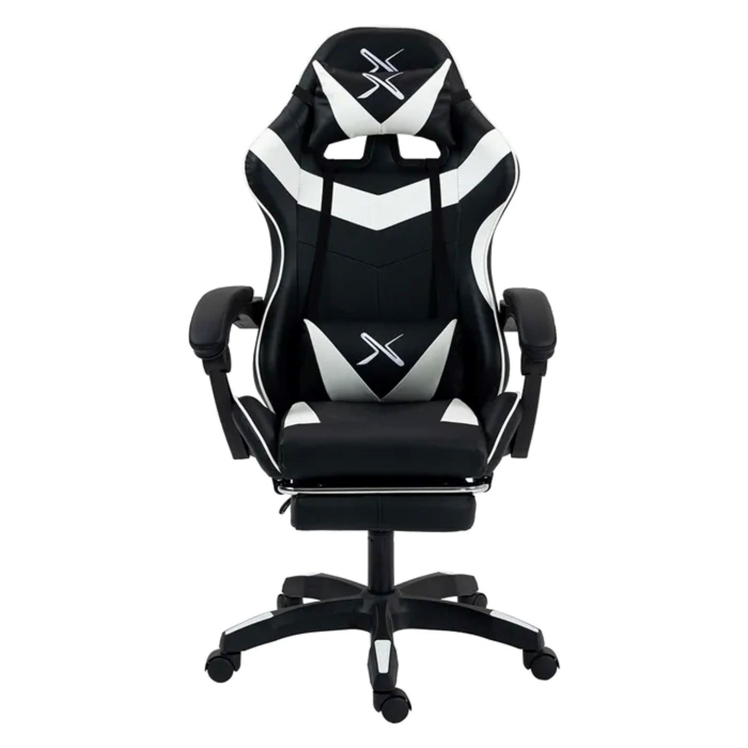 Silla Gamer Lyzor con posapiés SGBWTWN135B Black White