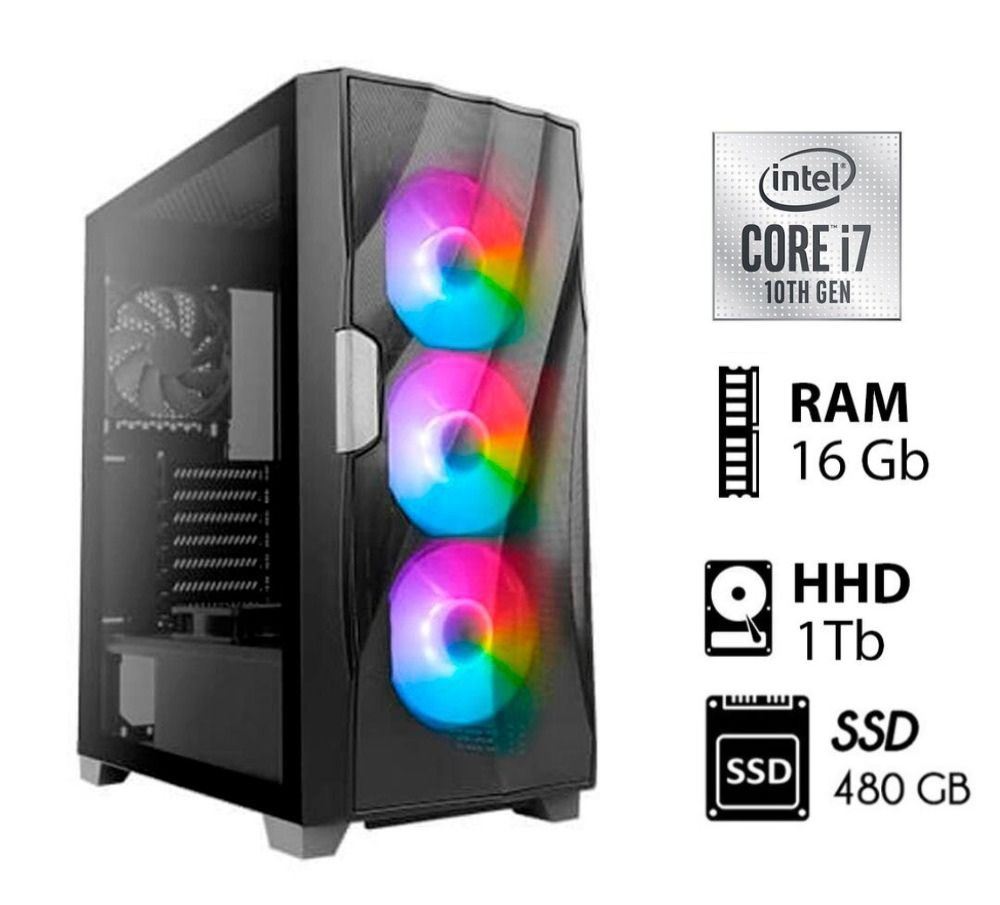Computadora PC Intel Core i7-10TH RAM 16GB Disco 1TB+DISCO SSD 480GB
