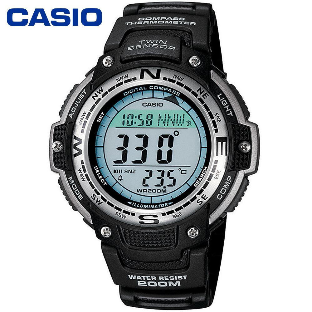 Reloj Casio Twin Sensor SGW100-1V Brújula Termometro Luz Led Resina Negro