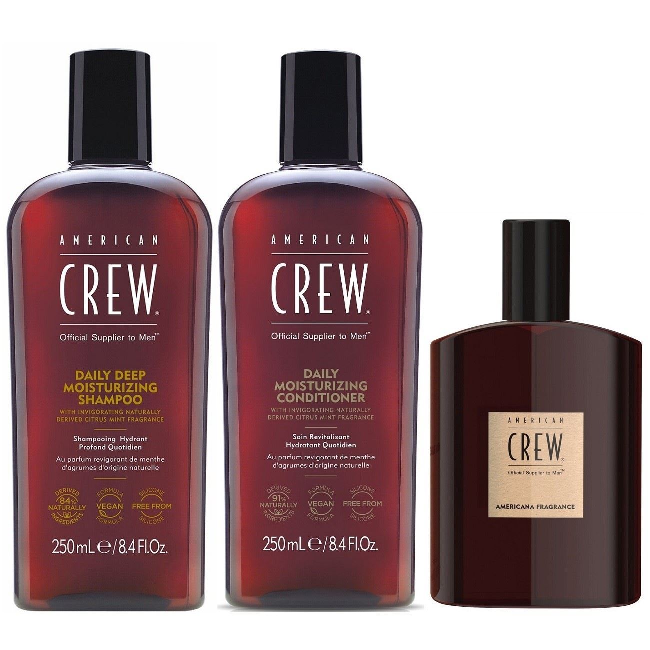 Shampoo Hidratante + Acondicionador + Locion American Crew